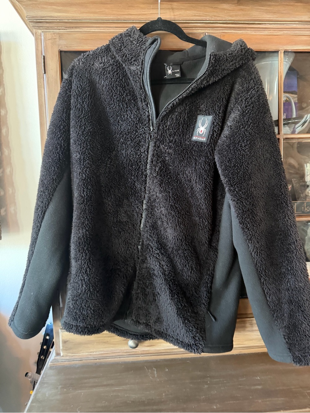 Spyder Black Sherpa Puffer Hoodie Jacket